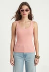 Kadın Cotton Premium Doku Somon Pamuklu Basic Fitilli Atlet