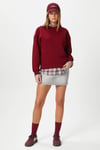 Kadın Cozy İçi Polarlı Bordo Basic Bisiklet Yaka Pamuklu Kalın Örme Sweatshirt