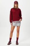 Kadın Cozy İçi Polarlı Bordo Basic Bisiklet Yaka Pamuklu Kalın Örme Sweatshirt