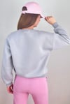 Kadın Cozy İçi Polarlı Gri Basic Bisiklet Yaka Pamuklu Kalın Örme Sweatshirt