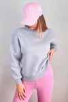 Kadın Cozy İçi Polarlı Gri Basic Bisiklet Yaka Pamuklu Kalın Örme Sweatshirt