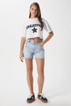 Kadın Creative Antrasit Nakışlı Crop T-Shirt