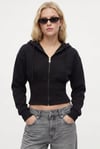 Kadın Crew Korseli Slim Kalıp Siyah Kapüşonlu Sweatshirt