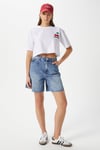 Kadın Cute Kiraz Baskılı Beyaz Crop T-Shirt