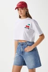 Kadın Cute Kiraz Baskılı Beyaz Crop T-Shirt