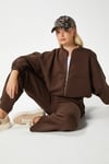 Kadın Darcy İçi Polarlı Oversize Kalıp Kahverengi Alt Üst Eşofman Takımı