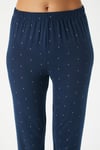 Kadın Darling Yumuşak Doku Lacivert Bisiklet Yaka Kısa Kollu Alt Üst Pijama Takımı