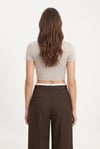 Kadın Deal Lux Touch Yumuşak Doku Crop Bej Bluz