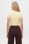 Kadın Deal Lux Touch Yumuşak Doku Crop Sarı Bluz