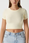 Kadın Deal Lux Touch Yumuşak Doku Crop Tereyağı Sarısı Bluz