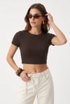 Kadın Deal Lux Touch Yumuşak Doku Crop Kahve Bluz