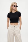 Kadın Deal Lux Touch Yumuşak Doku Crop Siyah Bluz