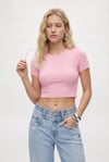 Kadın Deal Lux Touch Yumuşak Doku Crop Pembe Bluz