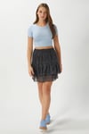 Kadın Deal Lux Touch Yumuşak Doku Crop Mavi Bluz