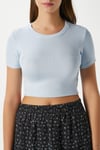 Kadın Deal Lux Touch Yumuşak Doku Crop Mavi Bluz