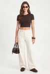 Kadın Deal Lux Touch Yumuşak Doku Crop Kahve Bluz