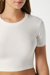 Kadın Deal Lux Touch Yumuşak Doku Crop Beyaz Bluz