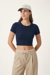 Kadın Deal Lux Touch Yumuşak Doku Crop Lacivert Bluz