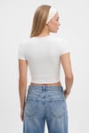 Kadın Deal Lux Touch Yumuşak Doku Crop Beyaz Bluz