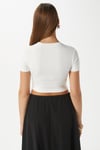 Kadın Deal Lux Touch Yumuşak Doku Crop Beyaz Bluz