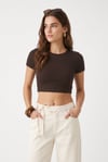 Kadın Deal Lux Touch Yumuşak Doku Crop Kahve Bluz