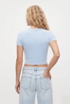 Kadın Deal Lux Touch Yumuşak Doku Crop Mavi Bluz