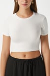Kadın Deal Lux Touch Yumuşak Doku Crop Beyaz Bluz