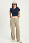 Kadın Deal Lux Touch Yumuşak Doku Crop Lacivert Bluz