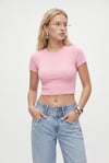 Kadın Deal Lux Touch Yumuşak Doku Crop Pembe Bluz