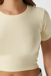 Kadın Deal Lux Touch Yumuşak Doku Crop Tereyağı Sarısı Bluz