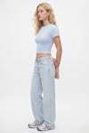 Kadın Deal Lux Touch Yumuşak Doku Crop Mavi Bluz