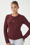 Kadın Dean Premium Çift Taraf Fermuarlı Bordo Bluz