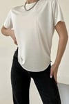 Kadın Ekru %100 Modal Lazerkesim T-Shirt