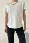 Kadın Ekru %100 Modal Lazerkesim T-Shirt