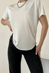 Kadın Ekru %100 Modal Lazerkesim T-Shirt