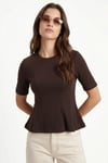 Kadın Ella Kahverengi Peplum Bluz 