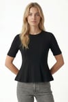 Kadın Ella Siyah Peplum Bluz 