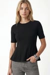 Kadın Ella Siyah Peplum Bluz 