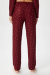 Kadın Ely Premium Bisiklet Yaka Bordo Kalp Süet Doku Yılbaşı Pijama Takımı