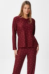 Kadın Ely Premium Bisiklet Yaka Bordo Kalp Süet Doku Yılbaşı Pijama Takımı