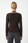 Kadın Emma Dantel Detaylı Uzun Kollu Kahverengi Basic Top / Bluz