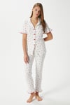 Kadın Enda Fırfırlı Kiraz Desen Alt Üst Pijama Takımı