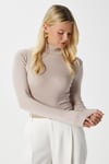 Kadın Feel Lux Touch Dik Yaka Bej Uzun Kol Soft Bluz