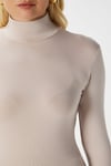 Kadın Feel Lux Touch Dik Yaka Bej Uzun Kol Soft Bluz