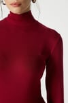 Kadın Feel Lux Touch Dik Yaka Bordo Uzun Kol Soft Bluz