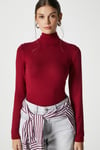Kadın Feel Lux Touch Dik Yaka Bordo Uzun Kol Soft Bluz