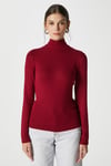 Kadın Feel Lux Touch Dik Yaka Bordo Uzun Kol Soft Bluz
