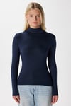 Kadın Feel Lux Touch Dik Yaka Lacivert Uzun Kol Soft Bluz