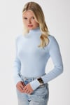 Kadın Feel Lux Touch Dik Yaka Mavi Uzun Kol Soft Bluz
