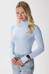 Kadın Feel Lux Touch Dik Yaka Mavi Uzun Kol Soft Bluz